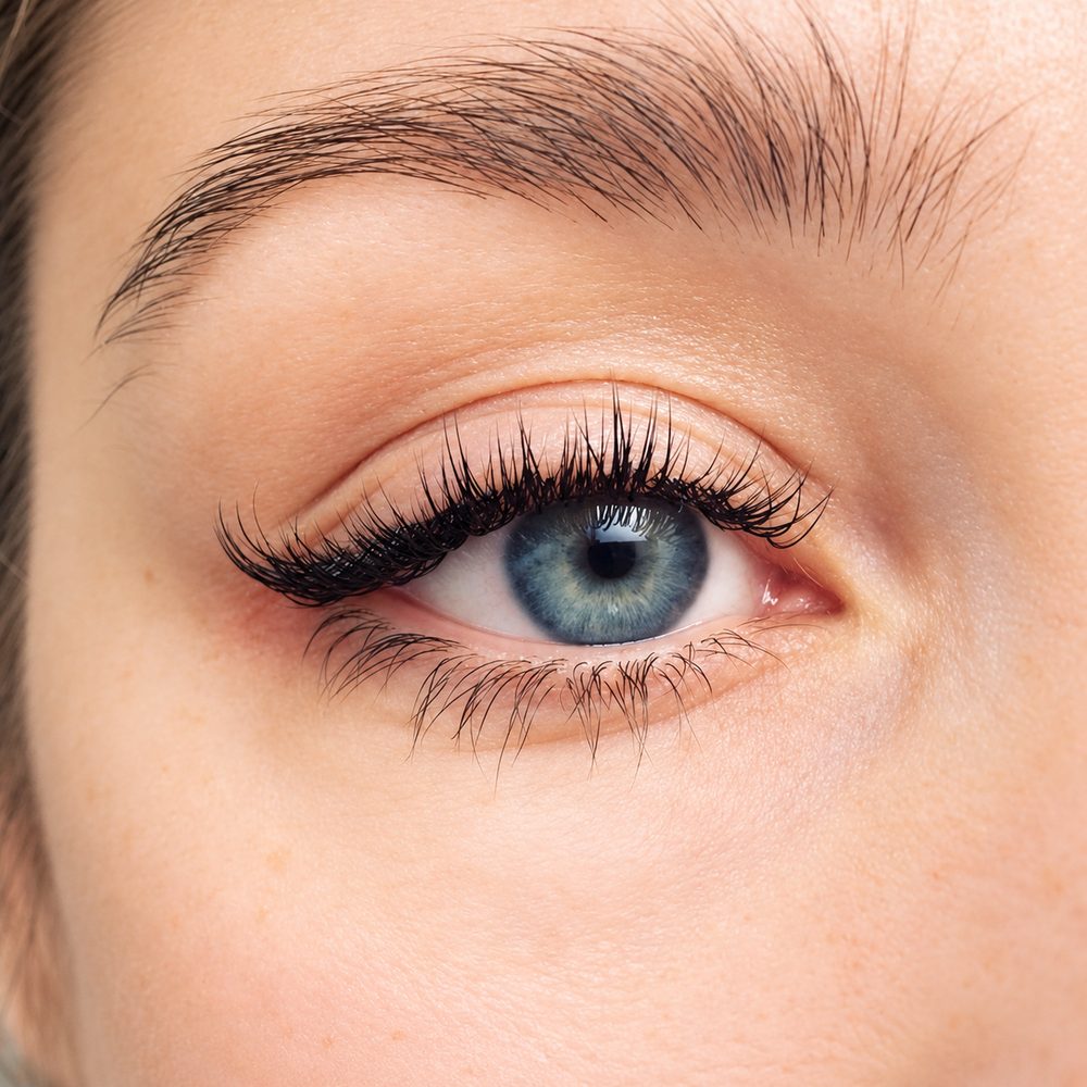 Oog met volle, zachte wimperextensions